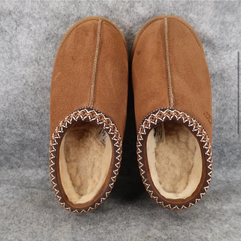 UGG Shoes Womens 9 Tasman Slippers Leather Sheepskin Slip On Loafer Embroidered